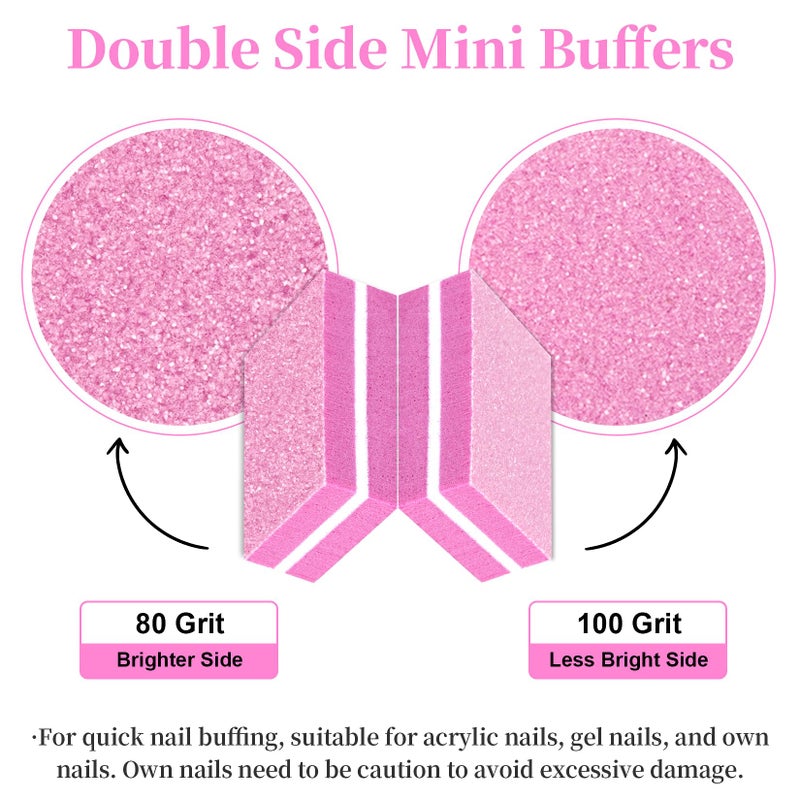 RAQEHO 100 Mini Nail Buffers Block - 80/100 Grit Mini Buffing Block limas para uñas Fingernail Files Bulk Dual Grit Nail Files for Acrylic Gel Natural Nails Manicure Pedicure Portable Nail Care Kit - Image 3